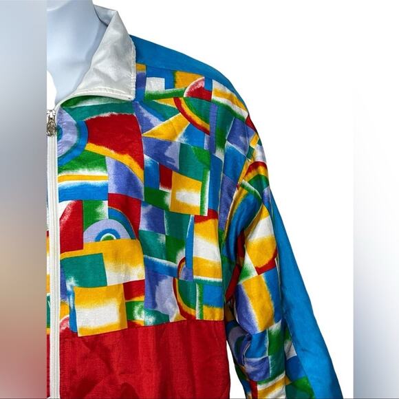 Vintage 80s - 90s Lavon Windbreaker Zip Up Jacket Large Abstract Track Jacket - Picture 4 of 14